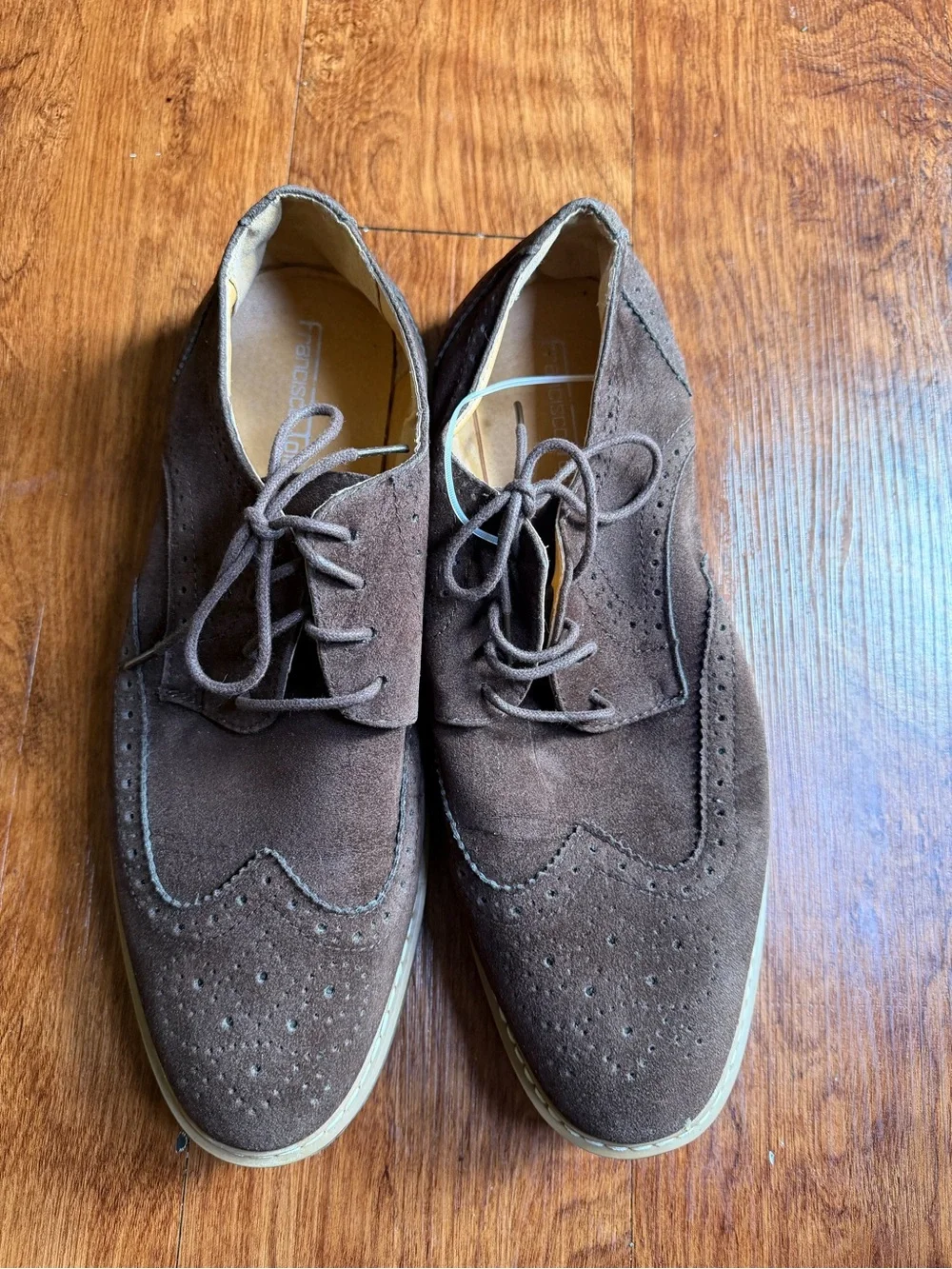 Men's Brown Suede Wingtip Derby Lace-Up Shoes